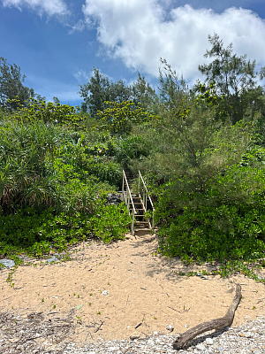 �V���m�[�P�����O�̌�Ƀr�[�`����A��ۂ̊K�i�̏ꏊ���������ʐ^